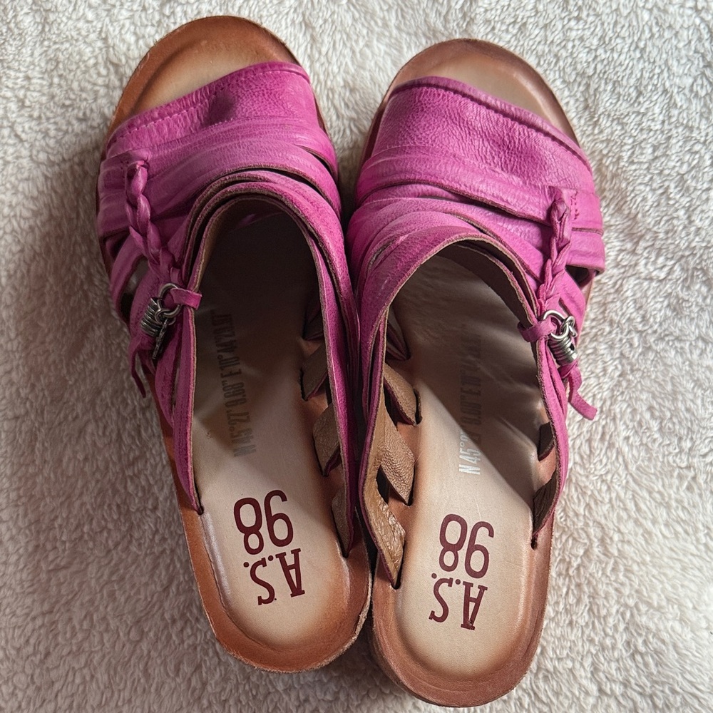 A.S.98 Fuchsia Wedge Sandals - Picture 4 of 6